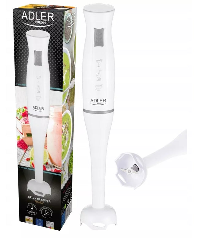 Rankinis blenderis 300W nerūdijantis plienas ergonomiška rankena Adler AD 4622 BALTAS