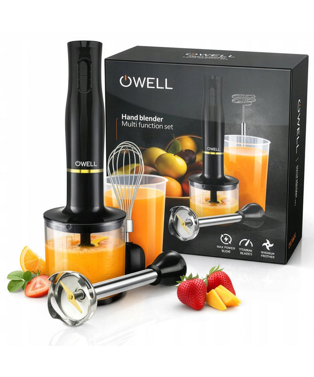 Rankinis trintuvas 5-viename Owell 800W smulkintuvas plaktuvas pieno putų plakiklis juodas