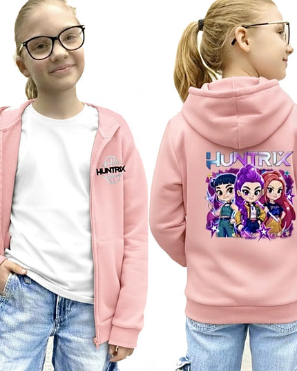 Mergaitiškas HUNTRIX džemperis su užtrauktuku, rožinis, K-POP „Hunters Demon“, 134 dydis, Lenkija