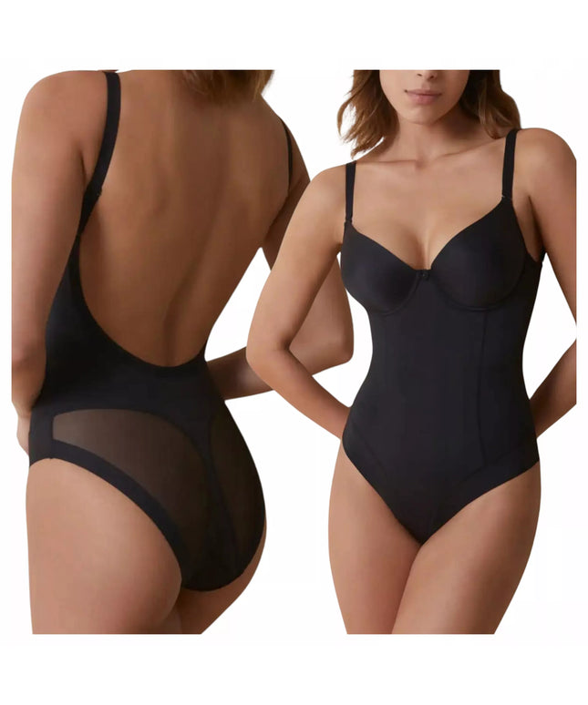 Liekninantis body su liemenėle Selene Giorgia, stipriai formuojantis, juodas, 95B