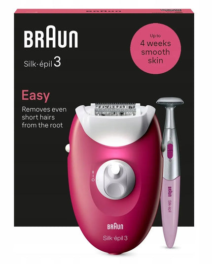 BRAUN Silk-épil 3 3-202 epiliatorius, 20 pincetų, uogų spalvos