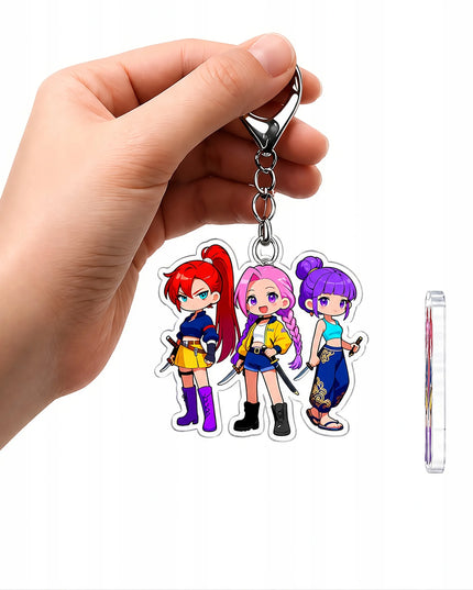 2D K-POP Demon Hunters Huntrix pakabukas raktams ir kuprinei