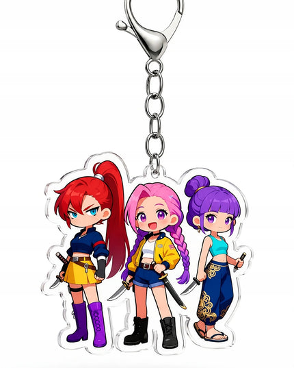 2D K-POP Demon Hunters Huntrix pakabukas raktams ir kuprinei