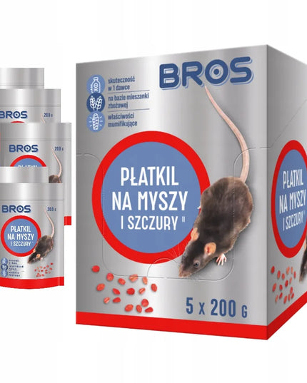 BROS dribsniai pelėms ir žiurkėms, 1 kg, 5 × 200 g „doypack“, veiksminga apsauga