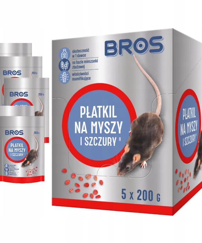 BROS dribsniai pelėms ir žiurkėms, 1 kg, 5 × 200 g „doypack“, veiksminga apsauga