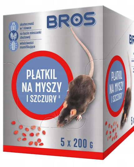 BROS dribsniai pelėms ir žiurkėms, 1 kg, 5 × 200 g „doypack“, veiksminga apsauga