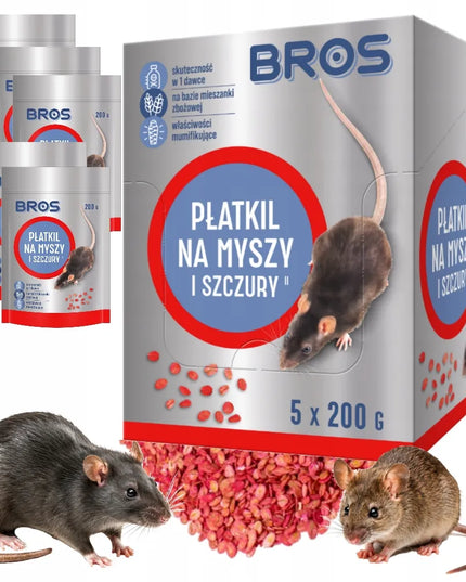 BROS dribsniai pelėms ir žiurkėms, 1 kg, 5 × 200 g „doypack“, veiksminga apsauga