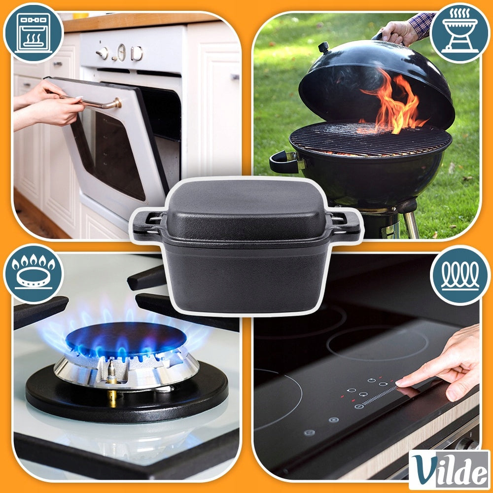 Ketaus troškintuvas/puodas 4,5L + keptuvė 2in1