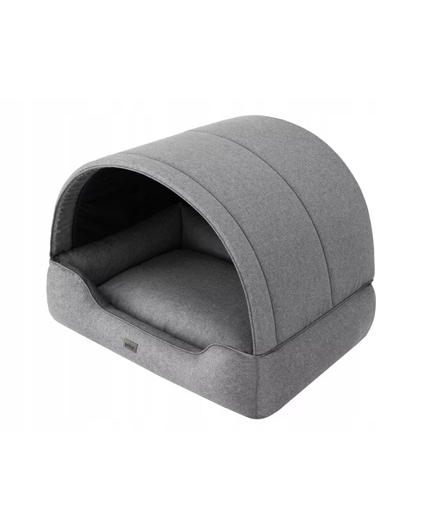 Doggy R1 PROMPTER šuns būda ir guolis su stogeliu 2 viename – 60x47 cm, pilka