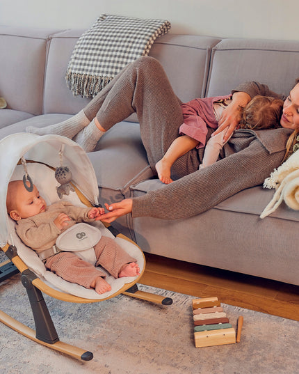 Supynėlė-gultukas 2in1, atlošo reguliavimas, lengvas, su žaisliukais ELSU Kinderkraft