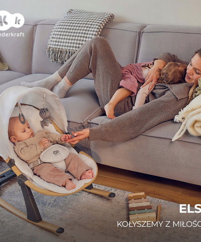 Supynėlė-gultukas 2in1, atlošo reguliavimas, lengvas, su žaisliukais ELSU Kinderkraft