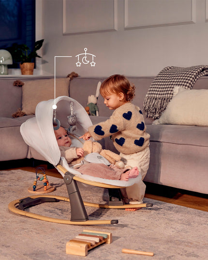 Supynėlė-gultukas 2in1, atlošo reguliavimas, lengvas, su žaisliukais ELSU Kinderkraft