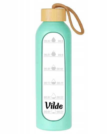 „Vilde“ motyvacinis stiklinis vandens butelis su silikoniniu dėklu, 600 ml