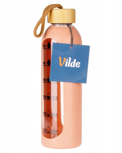 Vilde motyvacinis stiklinis vandens butelis su silikoniniu dėklu, 600 ml