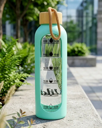 „Vilde“ motyvacinis stiklinis vandens butelis su silikoniniu dėklu, 600 ml