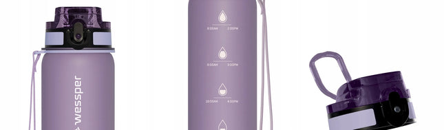 Wessper B4 TRITAN 1000 ml sportinis vandens butelis su gertuvės snapeliu, violetinis