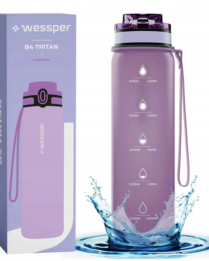 Wessper B4 TRITAN 1000 ml sportinis vandens butelis su gertuvės snapeliu, violetinis