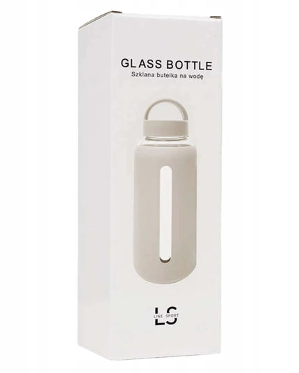 „Line Sport“ stiklinis vandens butelis su dviem dangteliais, 800 ml, smėlio spalvos