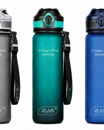 ZUVE Tritan ProBottle sportinis vandens butelis, 1000 ml, be BPA, pilkas