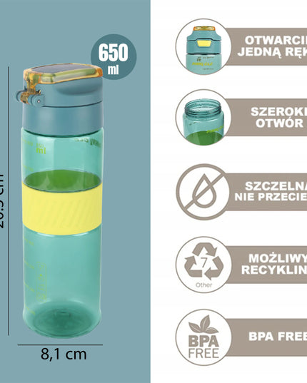 Sportinė vandens gertuvė su laikikliu Pinnacle PHY-B-1001, 650 ml, mėlyna