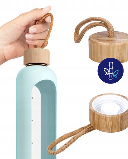 AquaFloow MotivateGlass 1 l motyvacinis stiklinis vandens butelis su matavimo žymomis