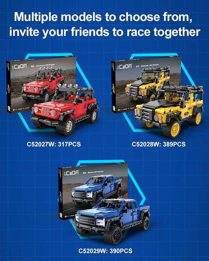 CADA STATYBINIAI BLOKELIAI VISUREIGIS AUTOMOBILIS OFF-ROADER SU ATGAL TRAUKIAMU VARIKLIU 390 EL.