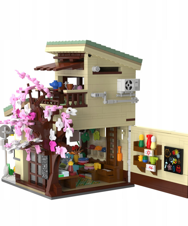 CADA Japoniškos parduotuvės "Kitty" LED šviesa statybiniai blokeliai 921 elementas