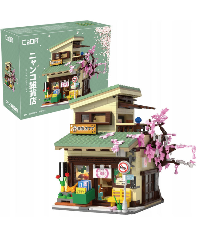 CADA Japoniškos parduotuvės "Kitty" LED šviesa statybiniai blokeliai 921 elementas