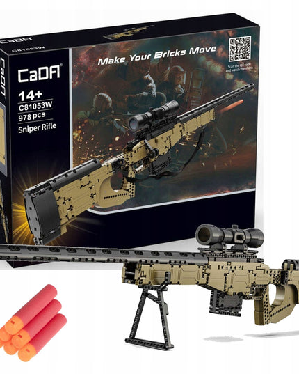 CADA Konstruktorius Šaudantis Snaiperinis Šautuvas 978 El. AWP + Minkšti Šaudmenys