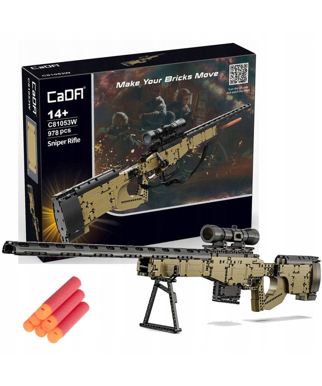 CADA Konstruktorius Šaudantis Snaiperinis Šautuvas 978 El. AWP + Minkšti Šaudmenys