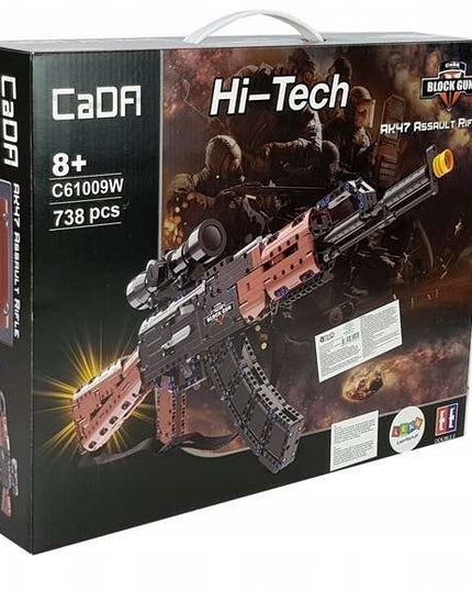 CADA Statybinių blokelių rinkinys Šautuvas AK-47 KALASHNIKOV 738 EL. Didelis
