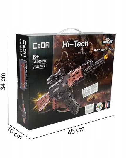 CADA Statybinių blokelių rinkinys Šautuvas AK-47 KALASHNIKOV 738 EL. Didelis