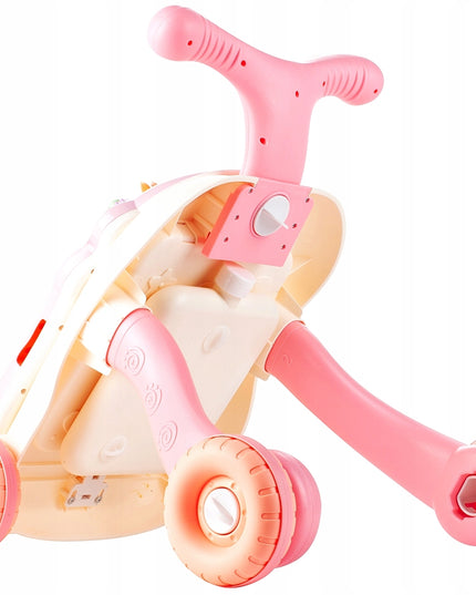 Vaikiškas vežimėlis-stūmiklis 5in1, krepšinio lenta, interaktyvus edukacinis stalas vaikui