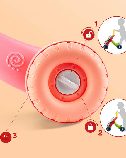 Vaikiškas vežimėlis-stūmiklis 5in1, krepšinio lenta, interaktyvus edukacinis stalas vaikui