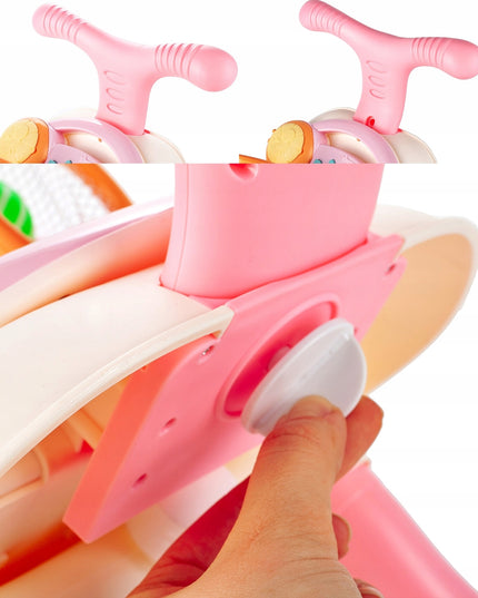 Vaikiškas vežimėlis-stūmiklis 5in1, krepšinio lenta, interaktyvus edukacinis stalas vaikui