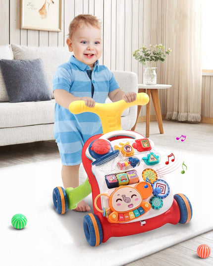 5IN1 "PASIDARYK PATS" STUMIAMAS VEŽIMĖLIS EDUKACINIS STALIUKAS INTERAKTYVUS SKYDĖLIS SU KREPŠIAIS VAIKAMS