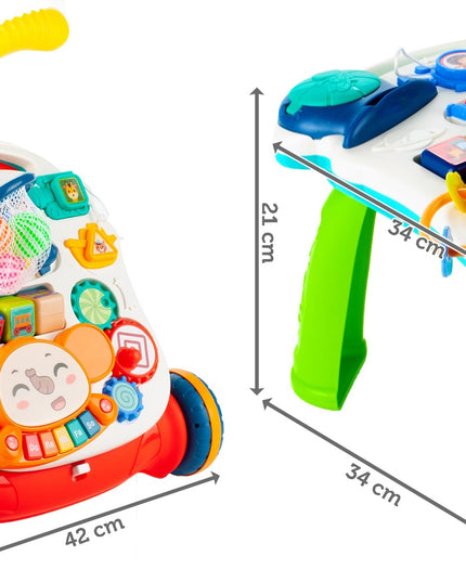 5IN1 "PASIDARYK PATS" STUMIAMAS VEŽIMĖLIS EDUKACINIS STALIUKAS INTERAKTYVUS SKYDĖLIS SU KREPŠIAIS VAIKAMS