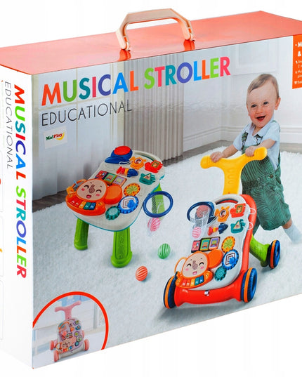 5IN1 "PASIDARYK PATS" STUMIAMAS VEŽIMĖLIS EDUKACINIS STALIUKAS INTERAKTYVUS SKYDĖLIS SU KREPŠIAIS VAIKAMS