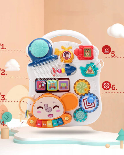 5IN1 "PASIDARYK PATS" STUMIAMAS VEŽIMĖLIS EDUKACINIS STALIUKAS INTERAKTYVUS SKYDĖLIS SU KREPŠIAIS VAIKAMS