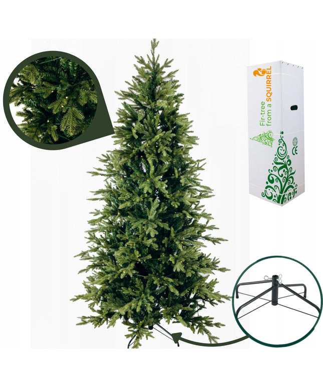 Dirbtinė eglutė Arkties eglė žalia PE+PVC 215 cm + LED girlianda
