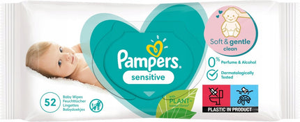 Hipoalerginės drėgnos servetėlės vaikams PAMPERS SENSITIVE 52 vnt. - 12 pakuočių