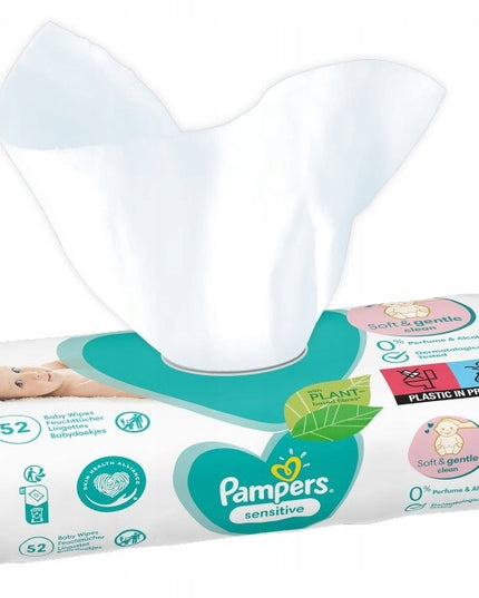 Hipoalerginės drėgnos servetėlės vaikams PAMPERS SENSITIVE 52 vnt. - 12 pakuočių