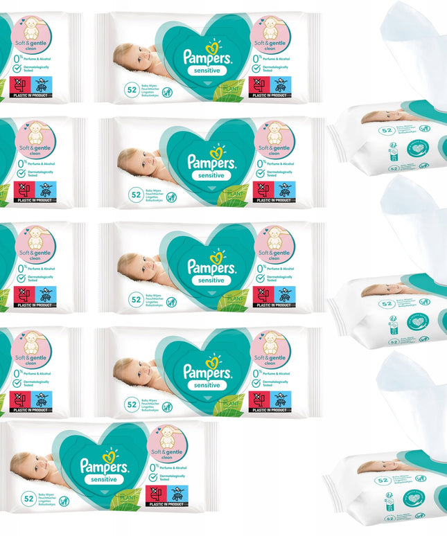Drėgnos servetėlės Pampers Sensitive Hipoalerginės 52x12 - 624 vnt.