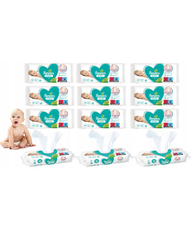 Drėgnos servetėlės Pampers Sensitive Hipoalerginės 52x12 - 624 vnt.