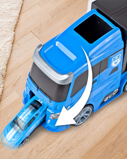 Sunkvežimis Vilkikas Policija Automobiliai Sraigtasparnis TIR Su Mašinėlėmis Lagaminas