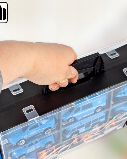 Sunkvežimis Vilkikas Policija Automobiliai Sraigtasparnis TIR Su Mašinėlėmis Lagaminas