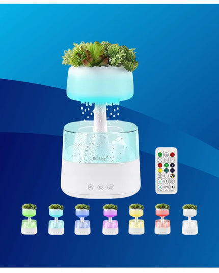 CONBLOM lietaus efekto oro drėkintuvas su LED funkcija, 450 ml, baltas, su nuotolinio valdymo pultu ir laikmačiu