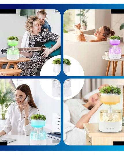 CONBLOM lietaus efekto oro drėkintuvas su LED funkcija, 450 ml, baltas, su nuotolinio valdymo pultu ir laikmačiu