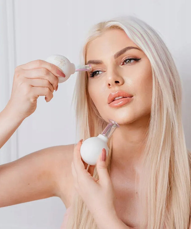 CRYSTALLOVE stiklinės masažinės taurės veidui, kaklui ir dekoltė