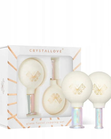 CRYSTALLOVE stiklinės masažinės taurės veidui, kaklui ir dekoltė